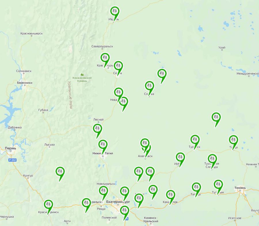 Карта лесничеств свердловской области